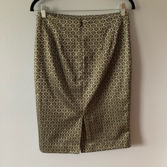 Ann Taylor Gold Black Straight Knee Length Pencil Skirt Size 4 - Picture 2 of 12